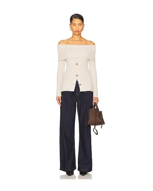 Blank NYC White Off The Shoulder Sweater Top