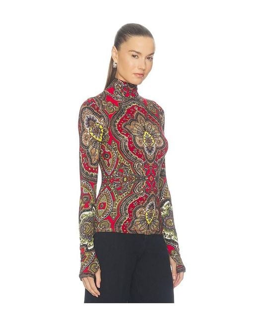 Alice + Olivia Red Delaina Longsleeve Turtleneck Top
