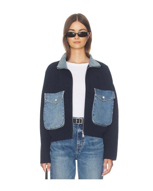 Blank NYC Blue Denim Track Jacket