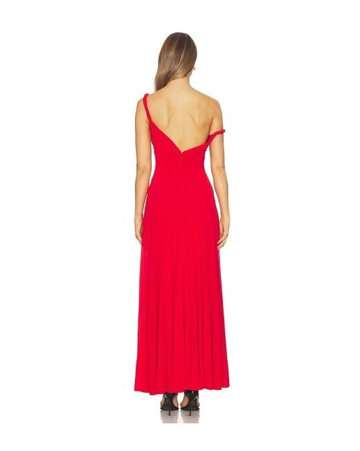 Alice + Olivia Red Noelia Twist Strap Paneled Maxi Dress