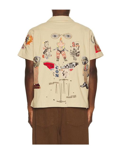 Samuel Zelig Natural Collage Camp Shirt for men