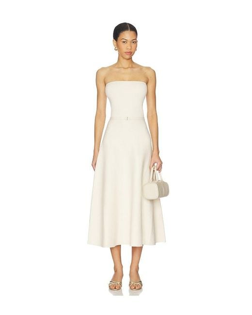 Karina Grimaldi White Eira Strapless Midi Dress