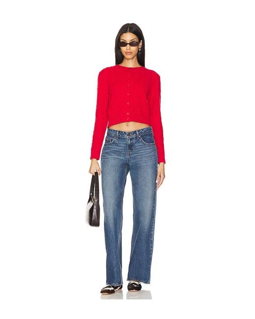 Frankie's Bikinis Red Dudley Cable Knit Cardigan