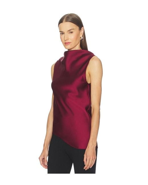 Marques'Almeida Red Satin Cowl Neck Top