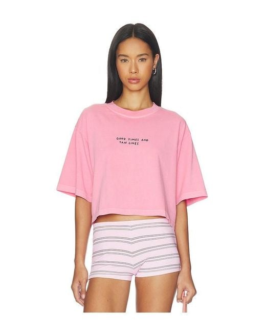 Closed Pink Cropped Boxy Tee Shirt