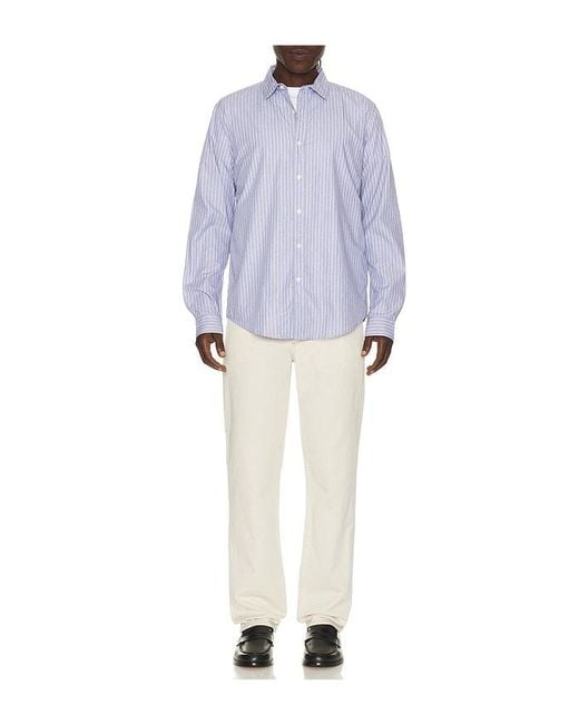 Onia Blue Poplin Long Sleeve Button Down Shirt for men