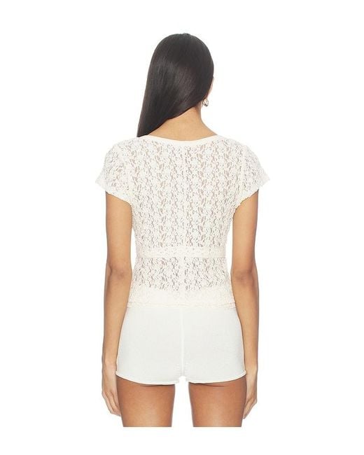 Free People White Claro Short Sleeve Tee