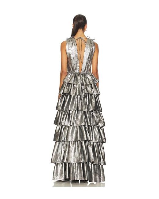 AKNVAS White Henriette Ruffle Gown