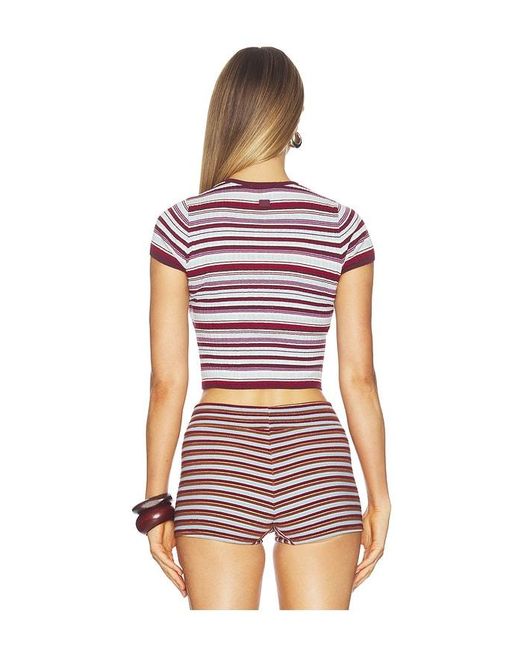 De Rococo Red Ribbed Crew Neck Tee