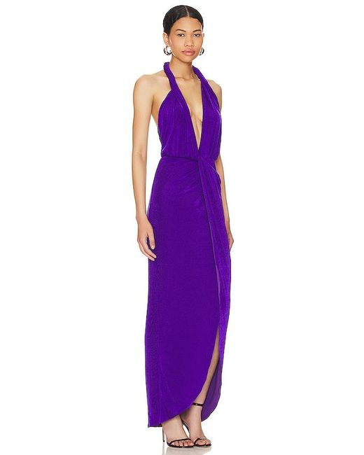 Misha Purple Venetia Slinky Gown