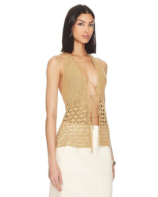 MORE TO COME Natural Alice Tie Front Top