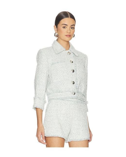 L'Agence White Jia Crop 3/4 Sleeve Fringe Jacket