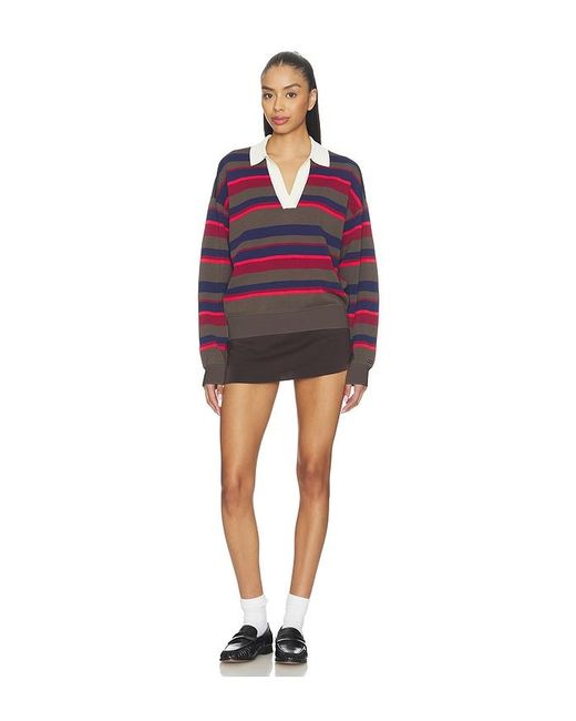 P.E Nation Red Retreat Stripe Collar Knit Pullover