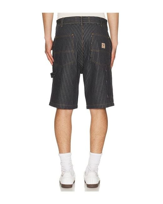 Iron & Resin Black Dennis Striped Denim Shorts for men
