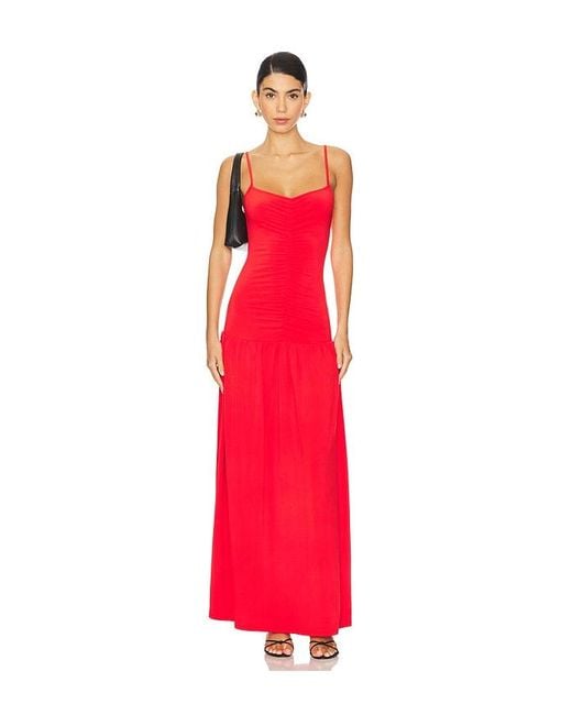 WeWoreWhat Red Ruched Front Scoop Maxi Dress