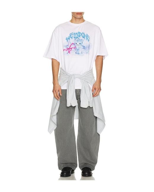 we11done White Watercolor Monster T-shirt for men