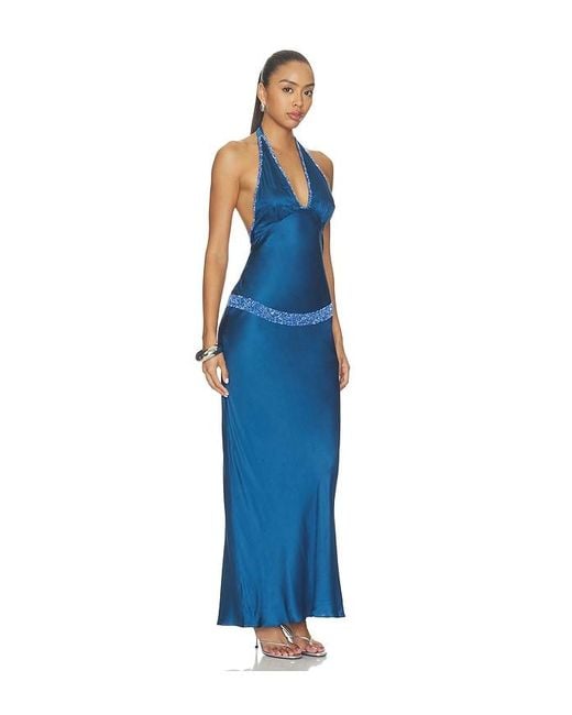 Asta Resort Blue Celine Hand Beaded Dress