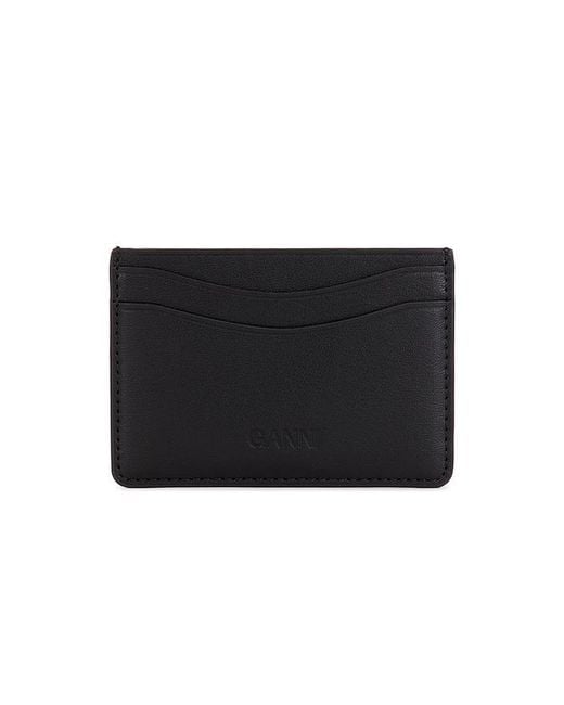 Ganni Black Bou Card Holder Hearts Studs