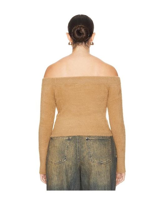 GOOD AMERICAN Blue Plush Off Shoulder Top