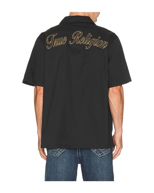 True Religion Black Camp Collar Shirt for men