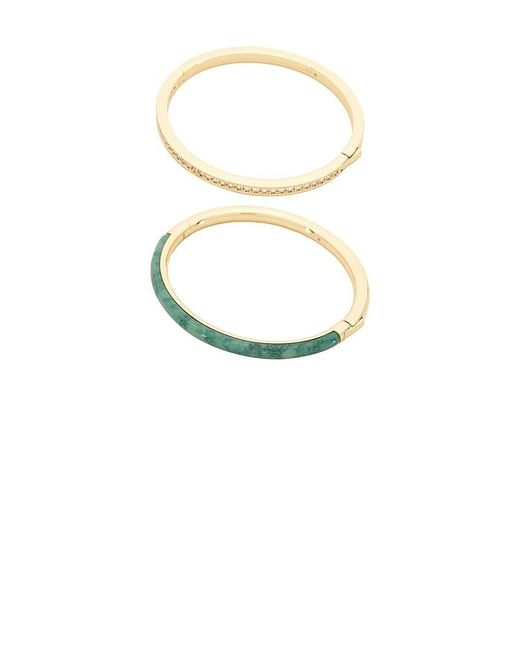 Roxanne Assoulin Multicolor Semi Stone Channel Set Hinged Cuff Set Of 2