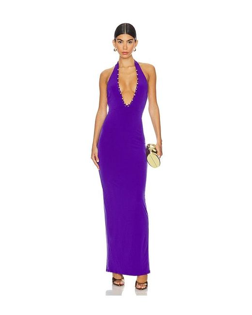 Nookie Purple Empire Halter Gown