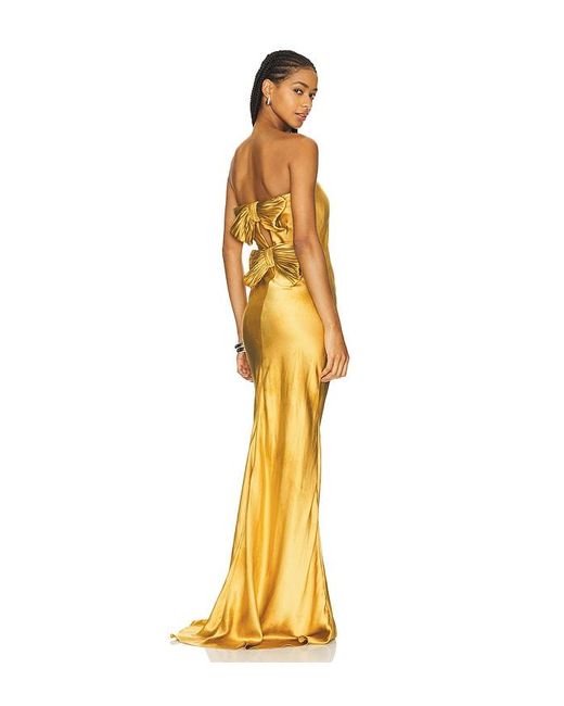 Alejandra Alonso Rojas Metallic Bustier Bow Gown