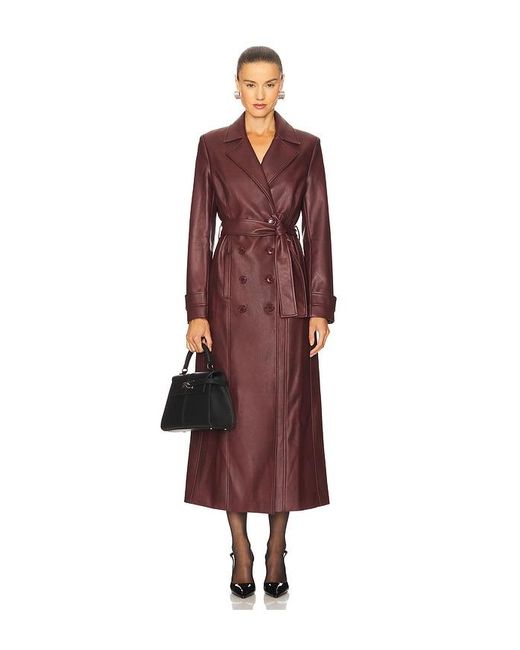 Bardot Red Faux Leather Longline Coat