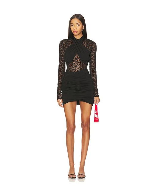 3d floral lace midi dress Bebe Women's 3D Floral Mock Neck Midi Dress
