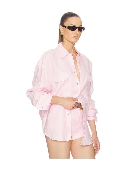 Helsa Pink Washed Linen Shirt