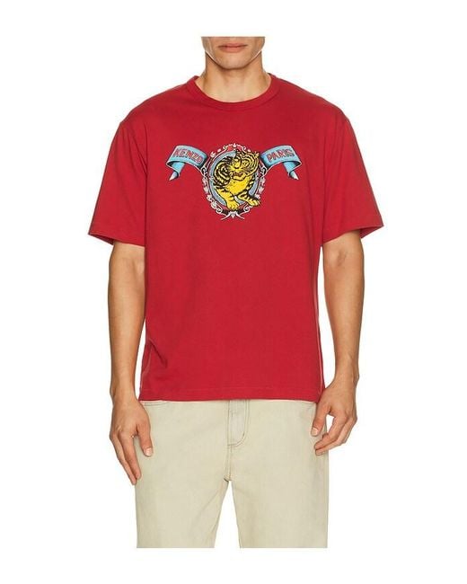 KENZO Red Jumping Tiger Classic T-Shirt for men