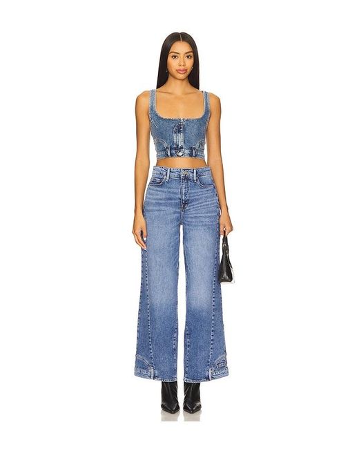GOOD AMERICAN Blue Reworked Wide Leg Jeans
