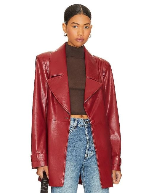 House of Harlow 1960 Red X Revolve Bordeaux Faux Leather Blazer