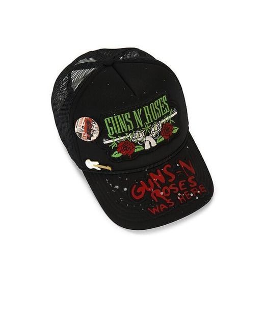 MadeWorn Guns N' Roses Hand Painted Patched & Pinned Trucker Hat in Black für Herren