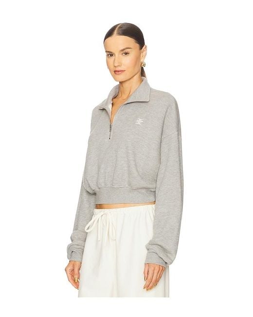 ÉTERNE White Cropped Half Zip Sweatshirt