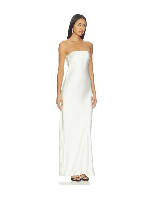 Norma Kamali White Bias Strapless Gown