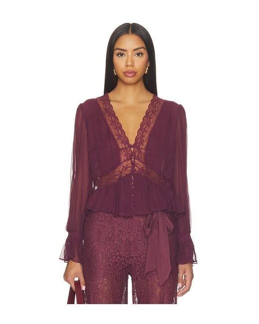 LoveShackFancy Purple Thessira Top