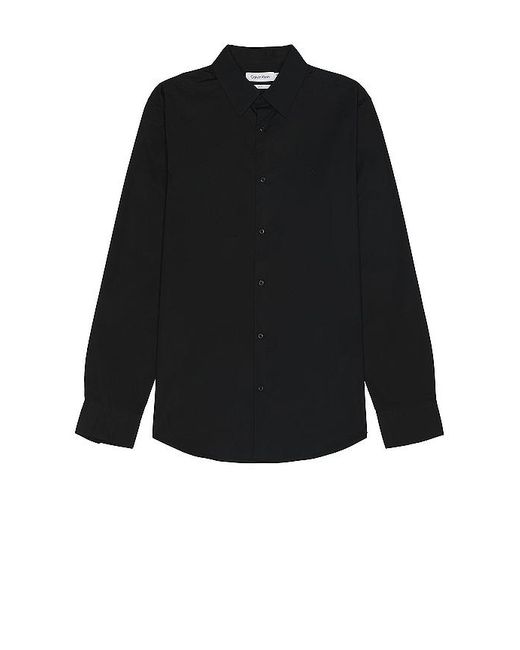 Calvin Klein Black Solid Stretch Slim Shirt for men