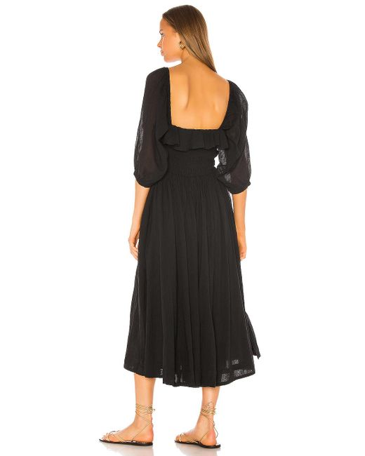 Free People Cotton Oasis Midi Dress in Black - Lyst