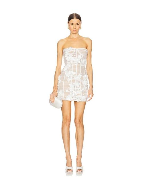 Bronx and Banco White Anastasia Floral Strapless Mini Dress