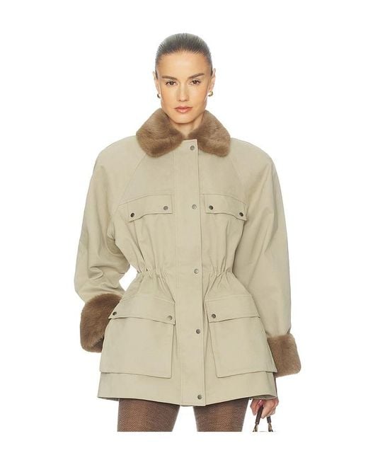 Helsa Natural The Balmoral Jacket With Faux Fur Trim