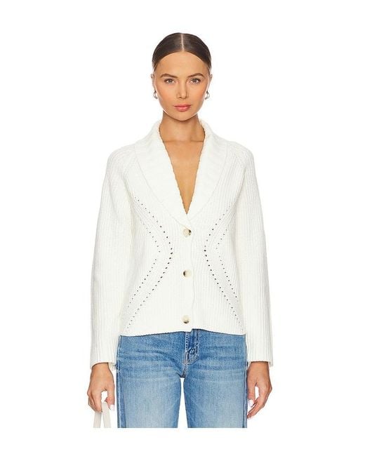 Central Park West White Rosette Engineered Pointelle Jacket