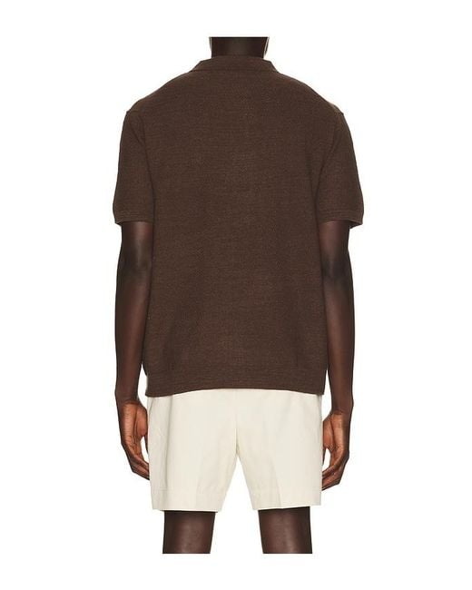 Polo Ralph Lauren Brown Short Sleeve Cotton Blend Textured Cardigan Sweater With Collar for men