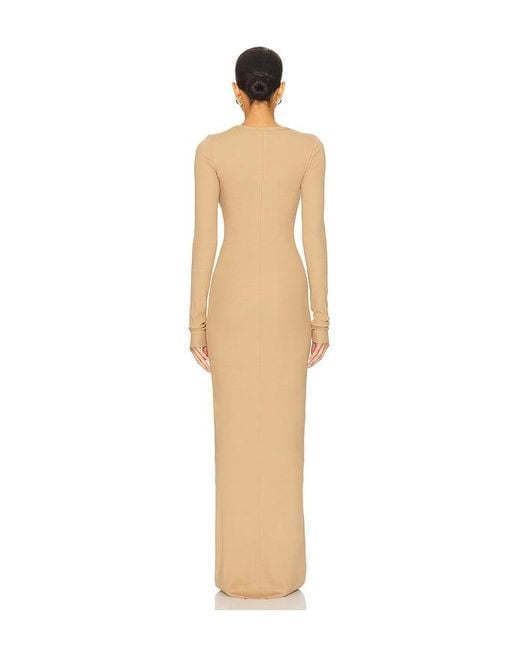 ÉTERNE White Long Sleeve Crewneck Maxi Dress