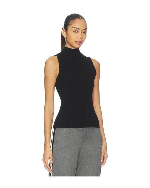 Alice + Olivia Black Darcey Novelty Ribbed Tank