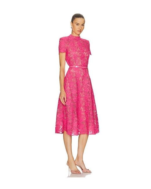 Nadine Merabi Pink Lace Midi Dress