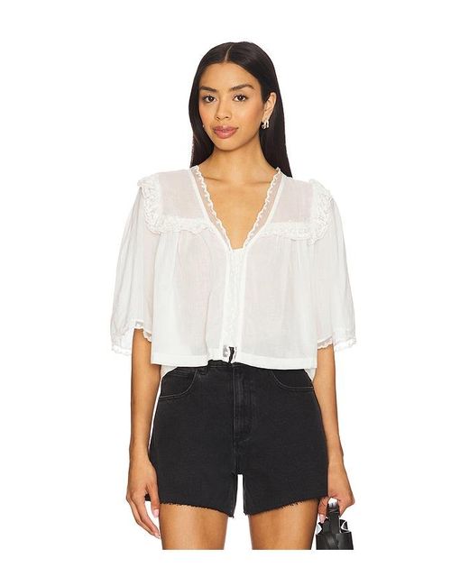 Free People White Luna Top