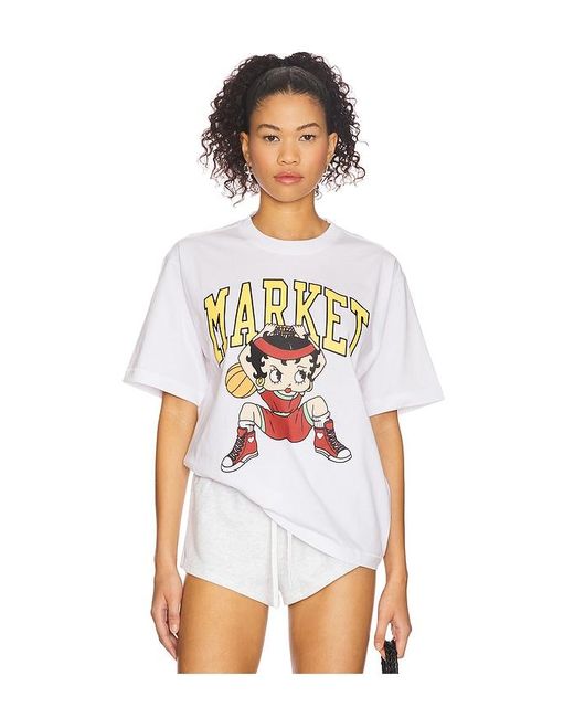 Market White Betty Boop Dunking T-Shirt for men