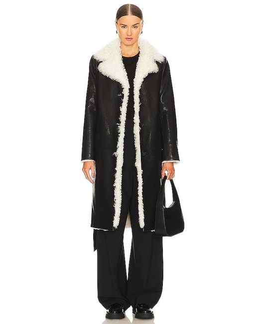 KULAKOVSKY Black Shearling Coat With Tigrado Fur