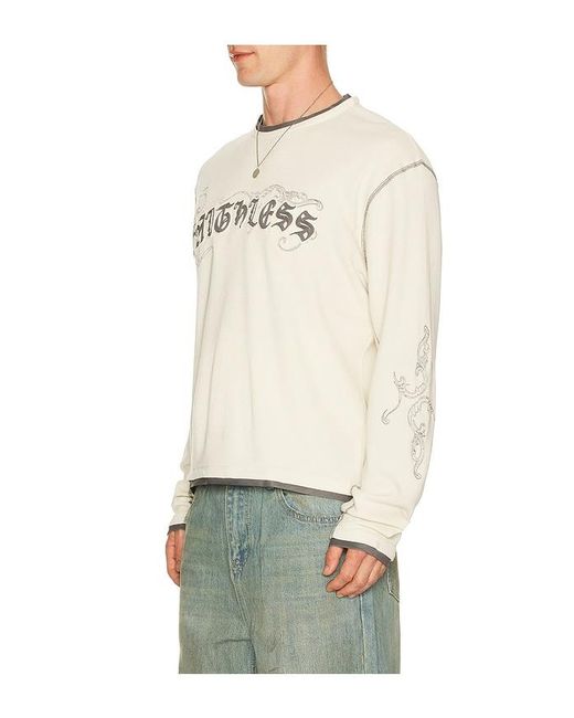 Jaded London Natural Faithless Rib Cross Applique Long Sleeve Tee for men